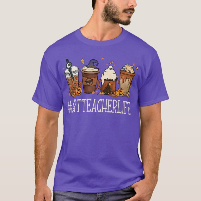 Konstlärare Skräck Kaffe Spöklik Halloween Pumpa A T Shirt (Framsida)