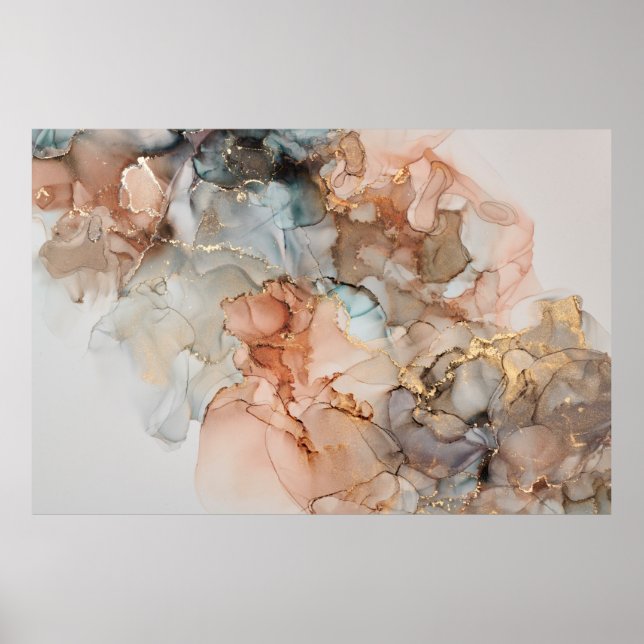 Konstmålning i alco med naturlig abstrakt poster (Framsidan)