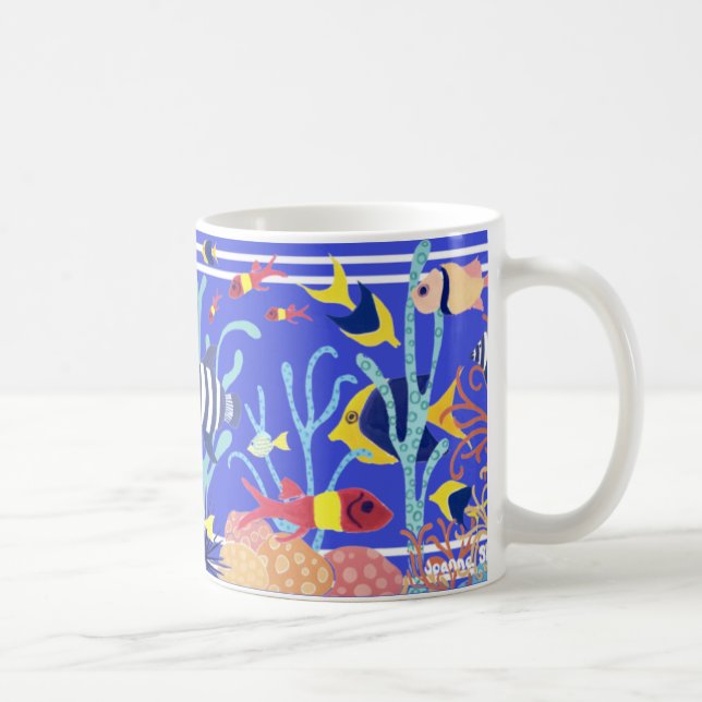 Konstmugg: Cornish fisk. Blåtthavsakvarium Kaffemugg (Höger)