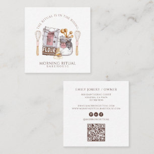 Konstnär Akvarell Bakar Efterrät Catering QR-kod Fyrkantigt Visitkort
