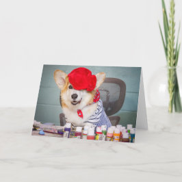 Konstnär Corgi tom julkort Kort