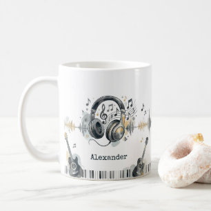 Konstnär för musikälskare i akvarell med personlig kaffemugg