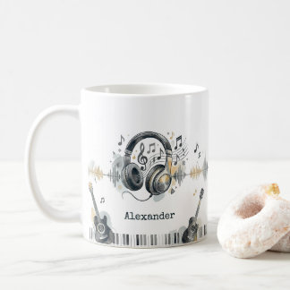 Konstnär för musikälskare i akvarell med personlig kaffemugg