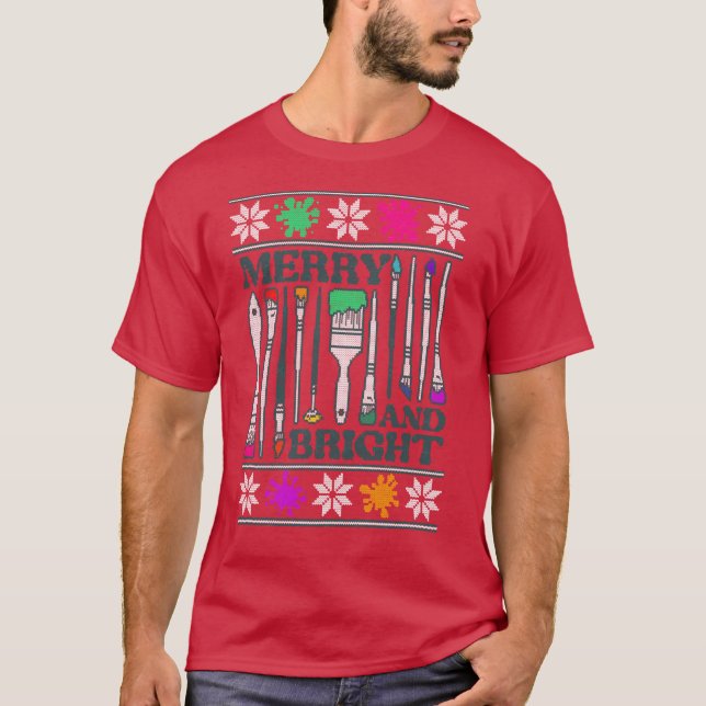 Konstnär ful fula jultröja vän t shirt (Framsida)