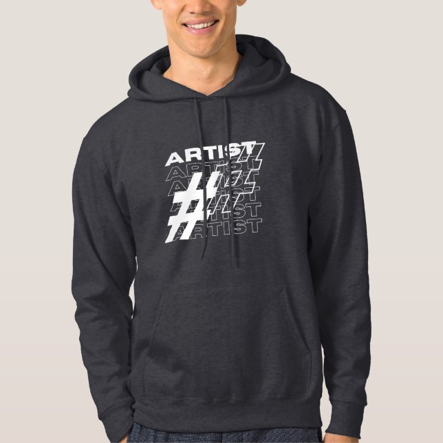 Konstnär Hashtag Typografi Hoodie (Framsida)