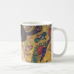 Konstnär i jugendstil, kvinna med fläkt-målning kaffemugg