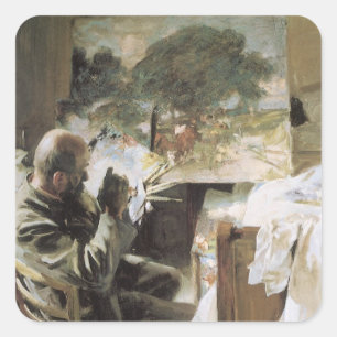 Konstnär i sin ateljé av John Singer Sargent Fyrkantigt Klistermärke