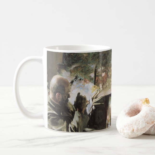 Konstnär i sin ateljé av John Singer Sargent Kaffemugg (Med munk)