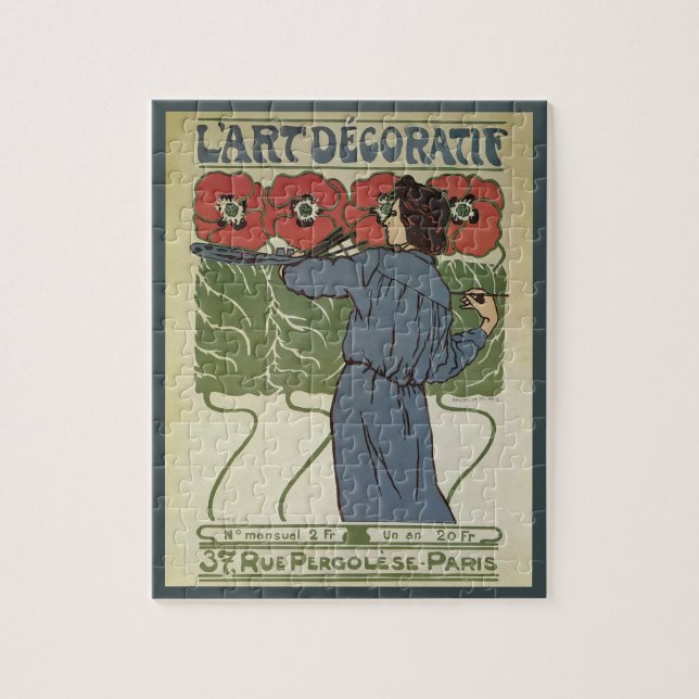 Konstnär målar vallmo blommor i Art Nouveau-stil Pussel (Vertikal)