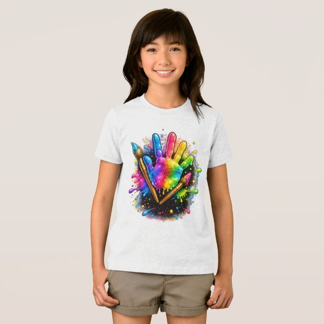 Konstnär Målare Färgrik Målning T Shirt (Framsida Full)