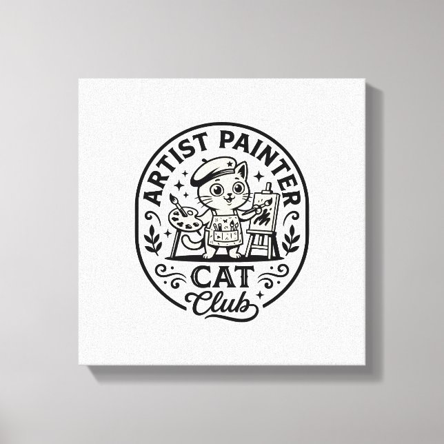 Konstnär Målare Katt Rolig Katt Grafik - Konstnär  Canvastryck (Framsida)