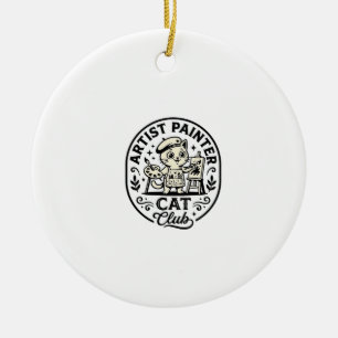 Konstnär Målare Katt Rolig Katt Grafisk - Konstnär Julgransprydnad Keramik