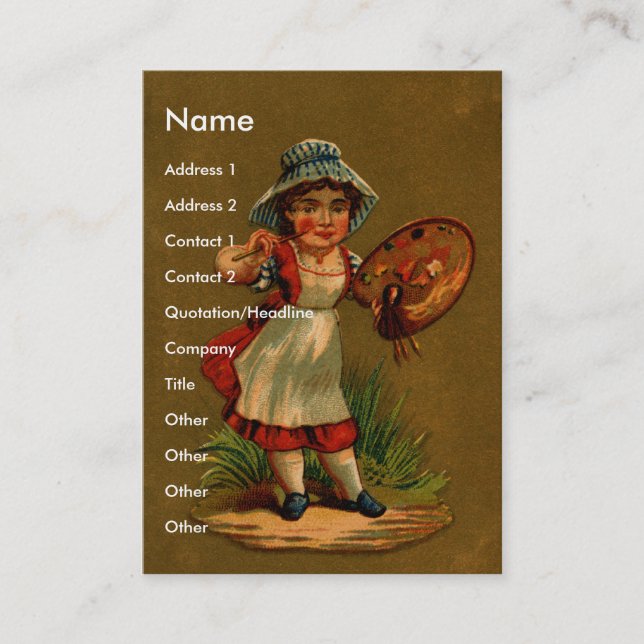 Konstnär med paintbrushen och paletten visitkort (Framsida)