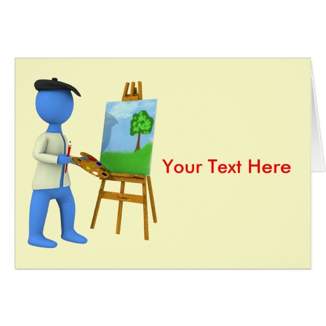 Konstnär och staffli hälsningskort (Framsidan Horizontal)