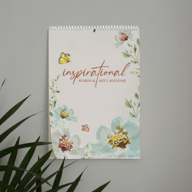 Konstnär ord Flowers Watercolor Art Kalender (Artist 12 month calendar. Watercolor florals,  botanicals by Lorena depante with inspirational words)