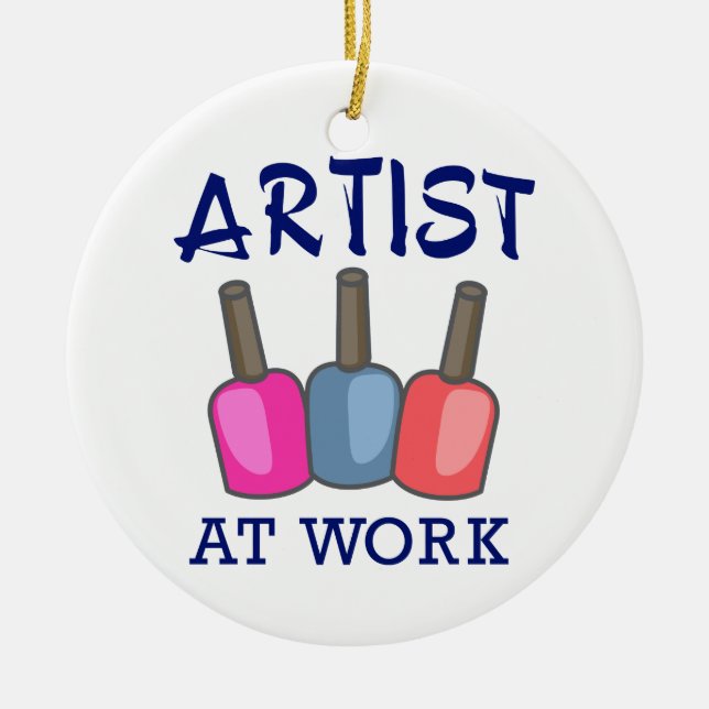 Konstnär på jobbet julgransprydnad keramik (Framsidan)