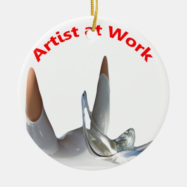 Konstnär på jobbet julgransprydnad keramik (Framsidan)