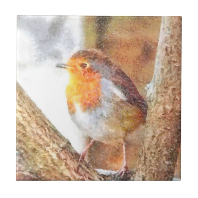 Konstnär Robin Redbröched Perched Kakelplatta (Framsidan)