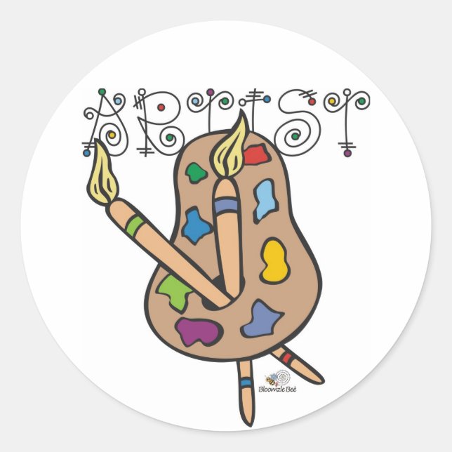 Konstnär Runt Klistermärke (Framsida)