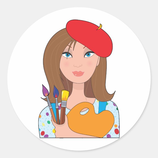 Konstnär Runt Klistermärke (Framsida)