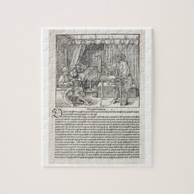 Konstnär som använder Durers teckningmaskinen för Pussel (Vertikal)