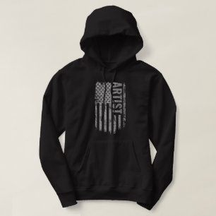 Konstnär USA Flagga Distressed design Hoodie