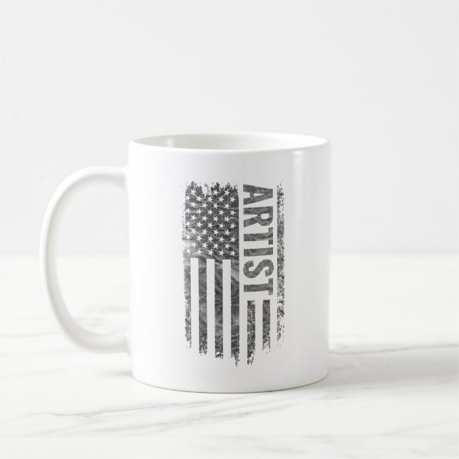 Konstnär USA Flagga Distressed design Kaffemugg (Vänster)
