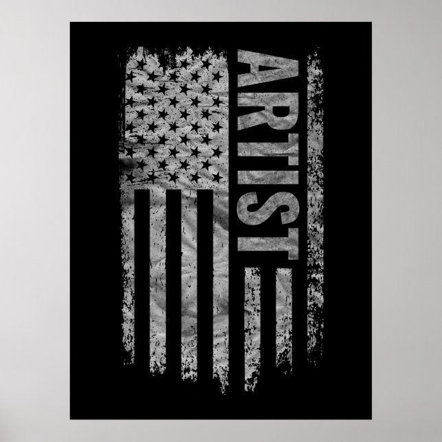Konstnär USA Flagga Distressed design Poster (Framsidan)