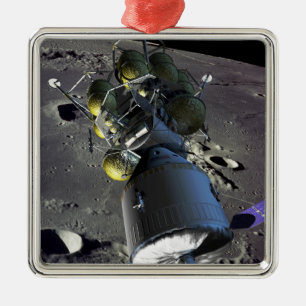 Konstnäråtergivande av en ny spaceship till mån julgransprydnad metall