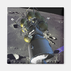 Konstnäråtergivande av en ny spaceship till mån magnet