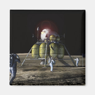 Konstnäråtergivande av en ny spaceship till mån magnet