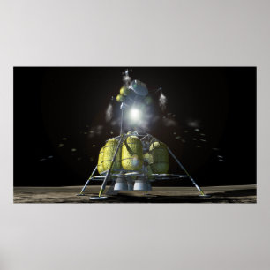 Konstnäråtergivande av en ny spaceship till mån poster