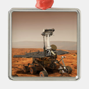 Konstnäråtergivande av Mars roveren Julgransprydnad Metall