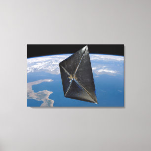 Konstnärbegrepp av NanoSail-D i utrymme Canvastryck
