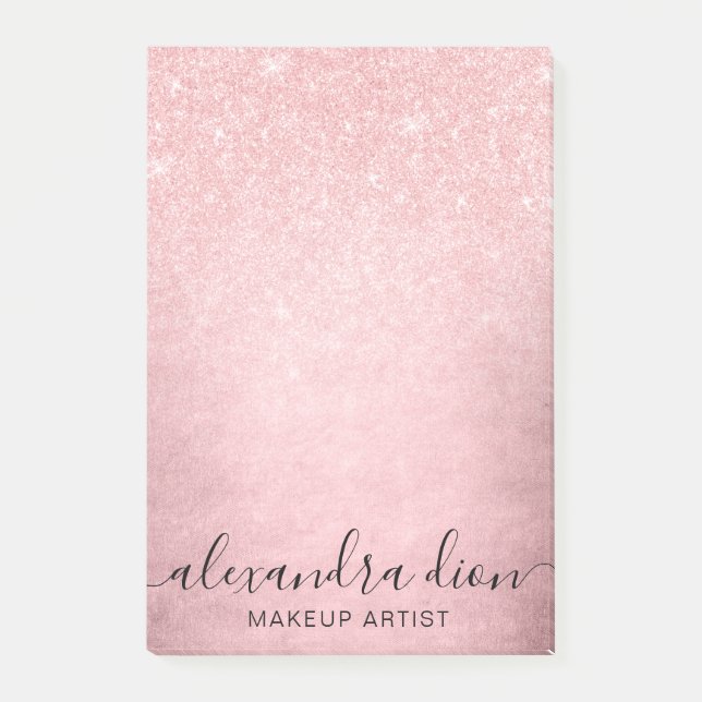 konstnären Elegant rosa ros glitter makeup Post-it Block (Framsida)