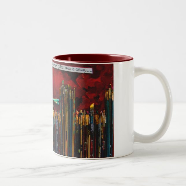 konstnären målar borstar kaffemuggen Två-Tonad mugg (Höger)