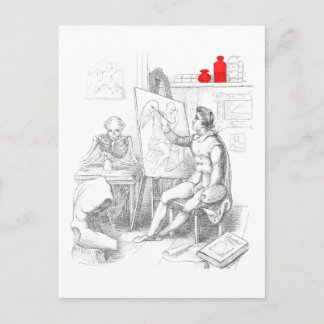 Konstnären målar död vykort