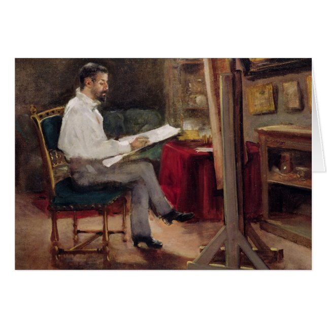 Konstnären Morot i hans studio, c.1874 Hälsningskort (Framsidan Horizontal)