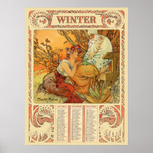 Konstnären Muchas Art Nouveau-vinterkalender från  Poster