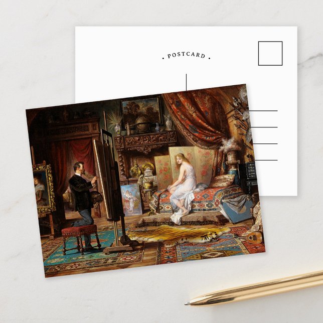 Konstnären och hans modell | Carl Schweninger, Jr. Vykort (Skapare uppladdad)