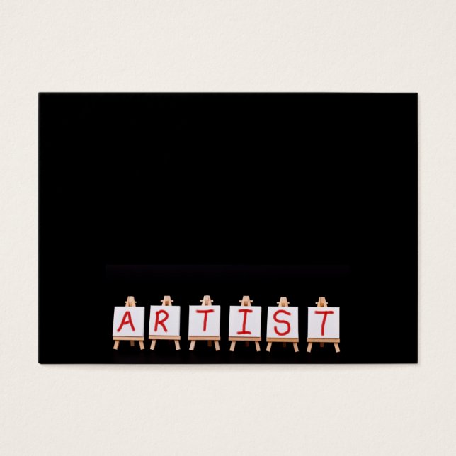 Konstnären ord på sex ålar på svart visitkort (Framsidan)