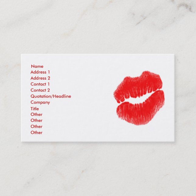 Konstnären Red Läppar i vitt Affärskort Visitkort (Framsida)