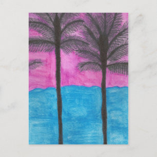 Konstnären vycard Watercolor Handflatan Träd Vykort