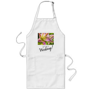 Konstnärens apron med Stargazer Lily Artwork Långt Förkläde