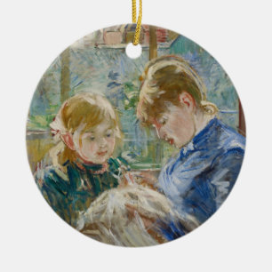 Konstnärens dotter, Julie, med henne barnflicka Julgransprydnad Keramik