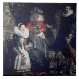 Konstnärens familj (olja på kanfas) 2 kakelplatta
