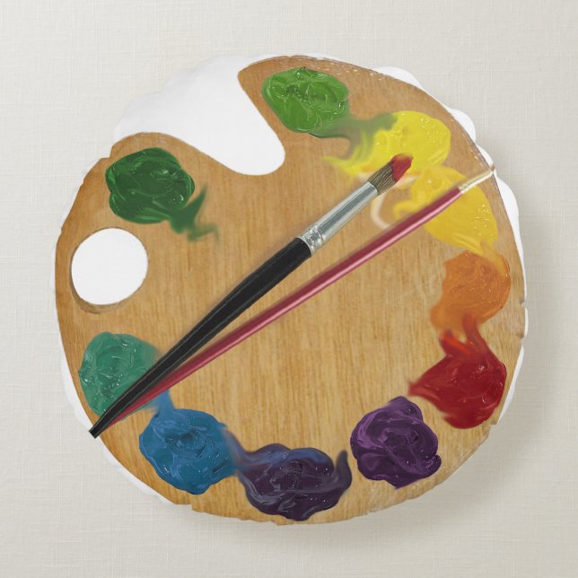 Konstnärens färg för palettregnbågen rullar rund kudde (Framsidan)