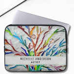 Konstnärens färgstarka sida laptop fodral<br><div class="desc">Den här artistens laptop sleeve har en färgstark mosaik och modern typografi. Enkelt anpassade. Original Mosaic © Michele Davies.</div>