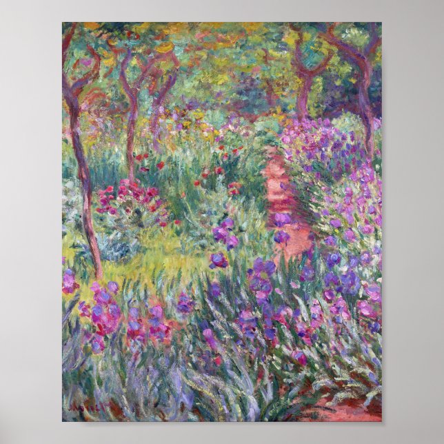 Konstnärens Garden in Giverny av Claude Monet Poster (Framsidan)