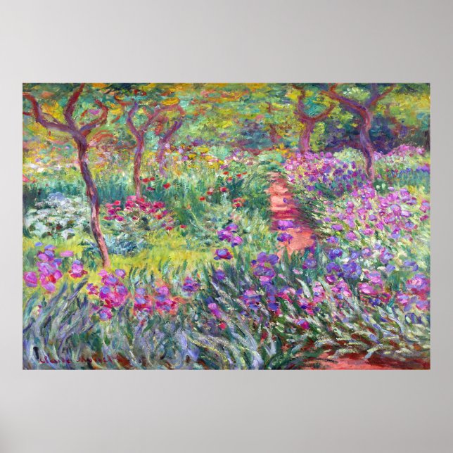Konstnärens Garden in Giverny av Claude Monet Poster (Framsidan)